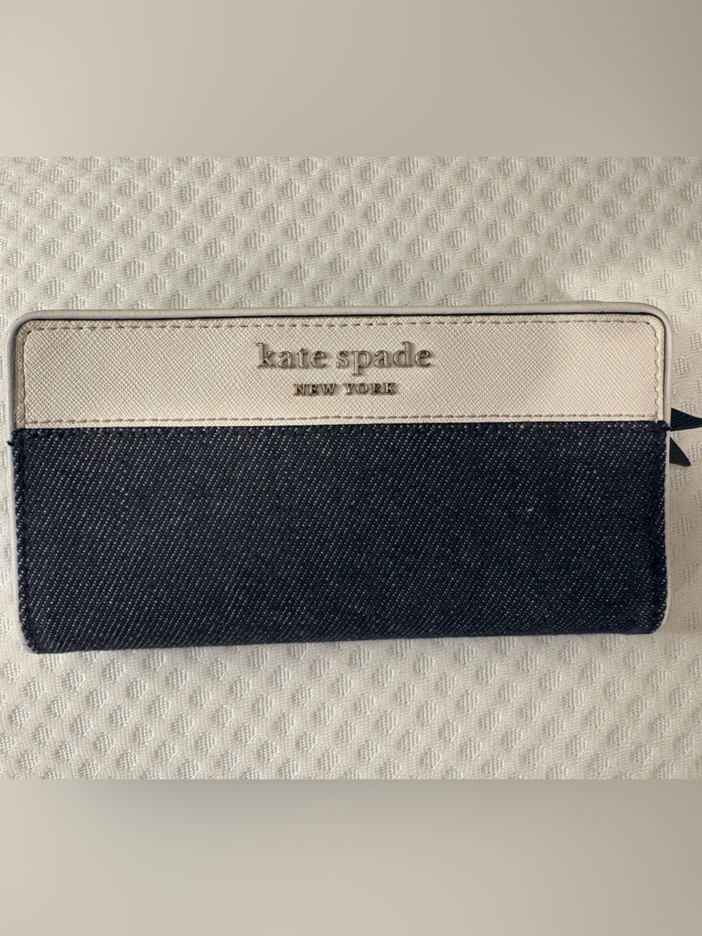 Kate Spade Cameron Denim Colorblock Large Slim Bifold Wallet